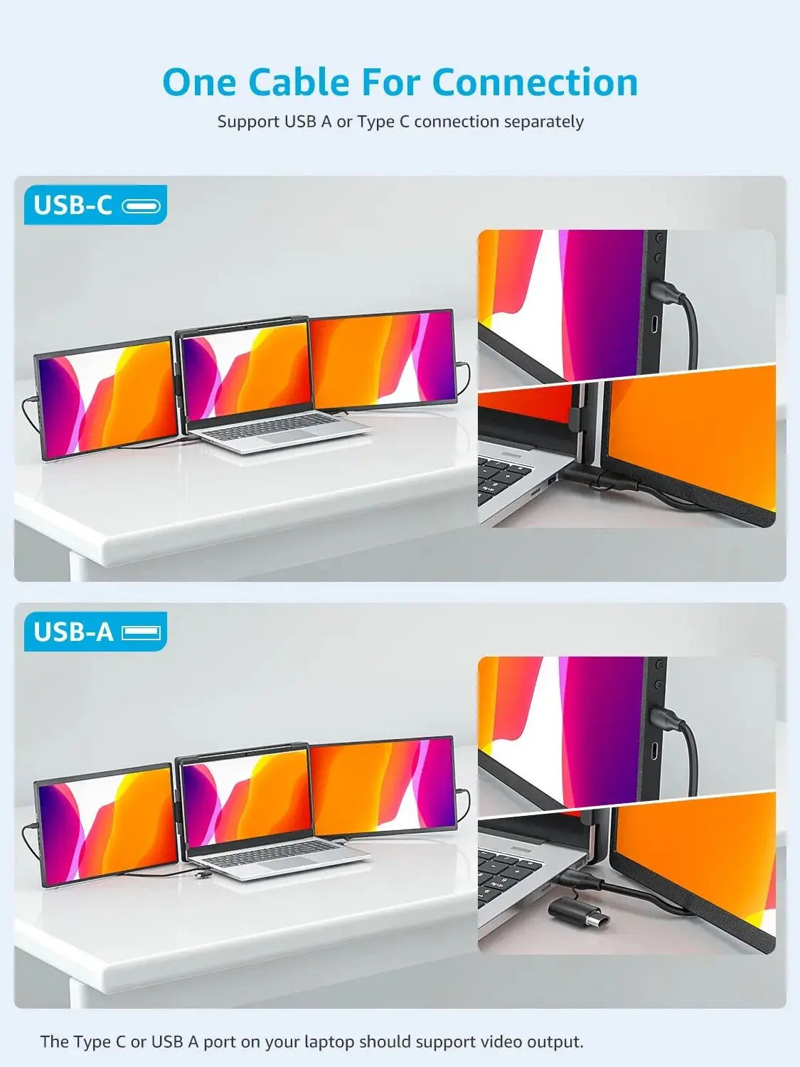 DOBLE MONITOR PORTATIL 14.1" PARA ORDENADOR PORTATIL