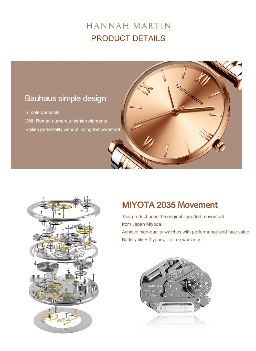 RELOJ DE LUJO PARA MUJER HANNAH MARTIN