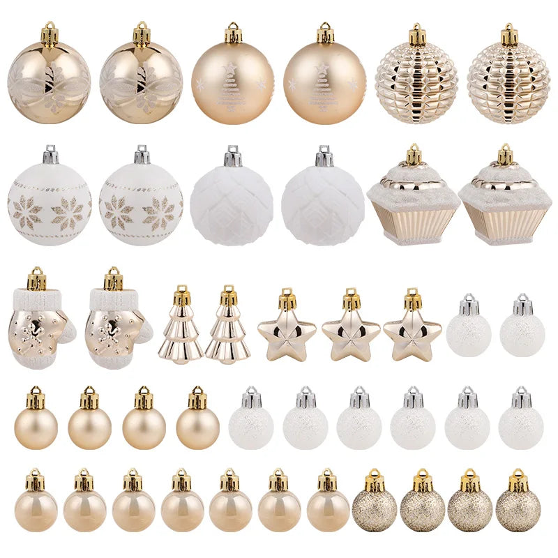 42 ADORNOS PARA ÁRBOL DE NAVIDAD COLOR DORADO