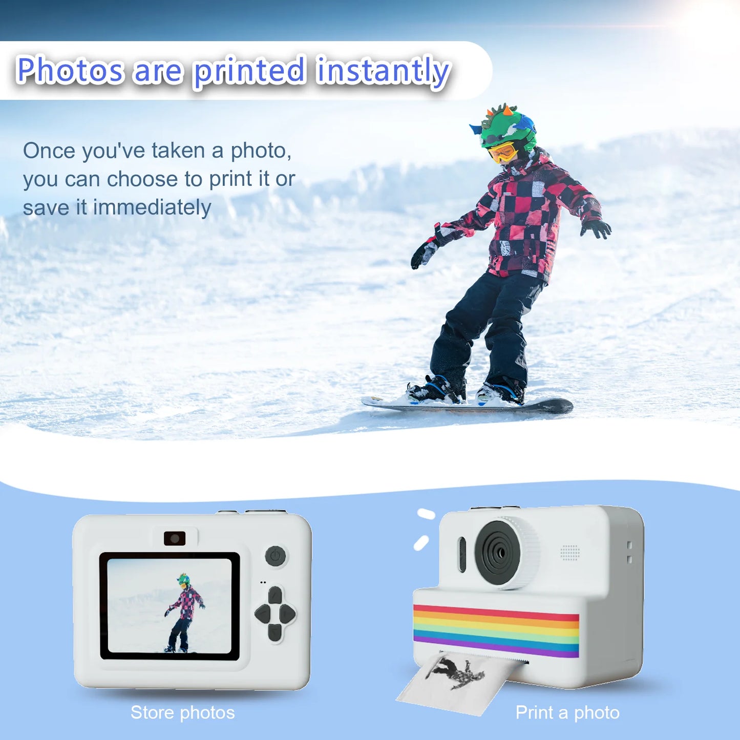 CÁMARA DIGITAL PARA NIÑOS, IMPRESIÓN INSTANTÁNEA, VIDEO HD