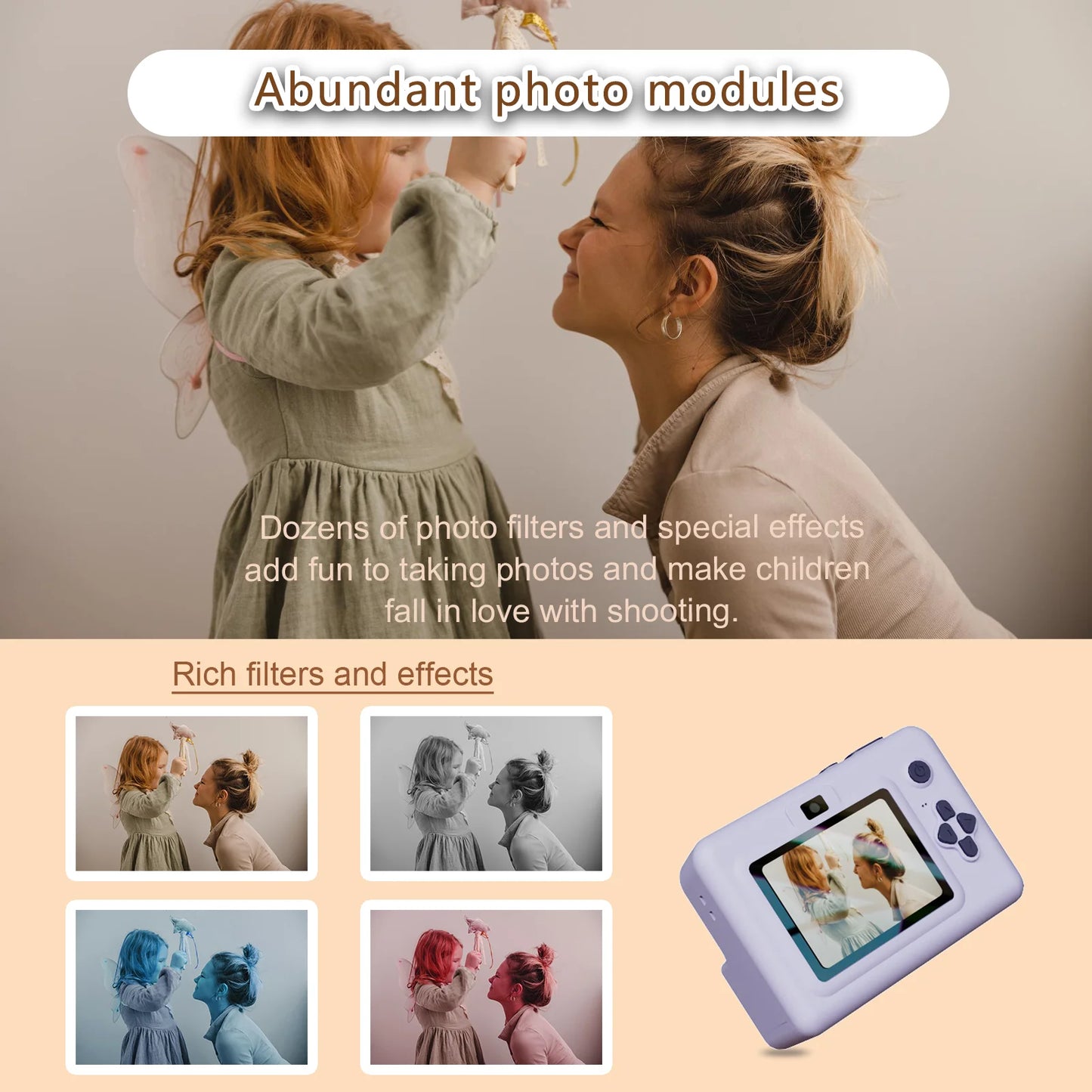 CÁMARA DIGITAL PARA NIÑOS, IMPRESIÓN INSTANTÁNEA, VIDEO HD