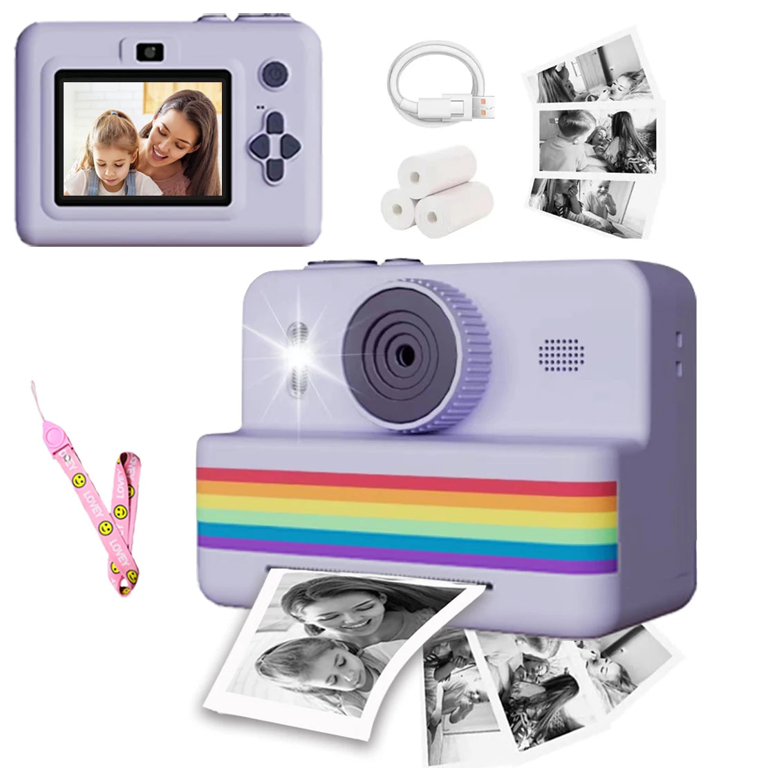 CÁMARA DIGITAL PARA NIÑOS, IMPRESIÓN INSTANTÁNEA, VIDEO HD