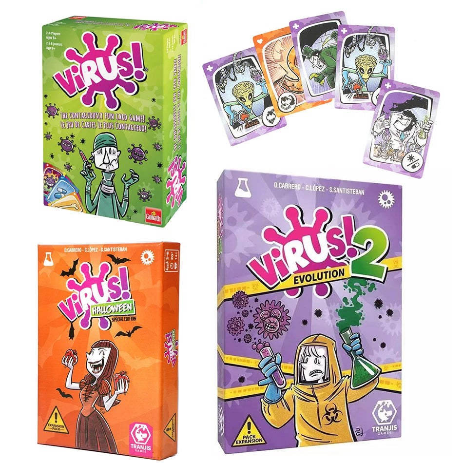 JUEGO DE CARTAS VIRUS VERSIONES 1/2 Y HALLOWEEN