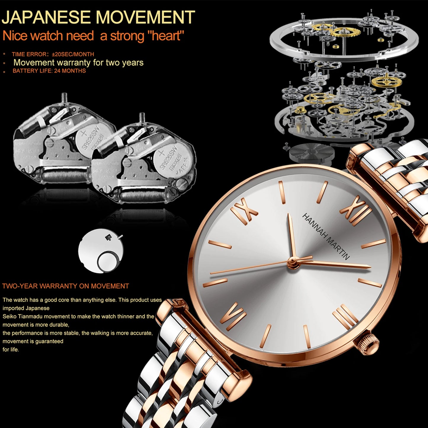 RELOJ DE LUJO PARA MUJER HANNAH MARTIN