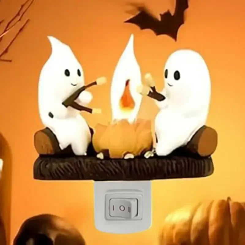 LAMPARA DECORATIVA DE FANTASMAS ASANDO MASMELOS PARA HALLOWEEN