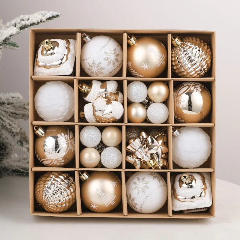 42 ADORNOS PARA ÁRBOL DE NAVIDAD COLOR DORADO