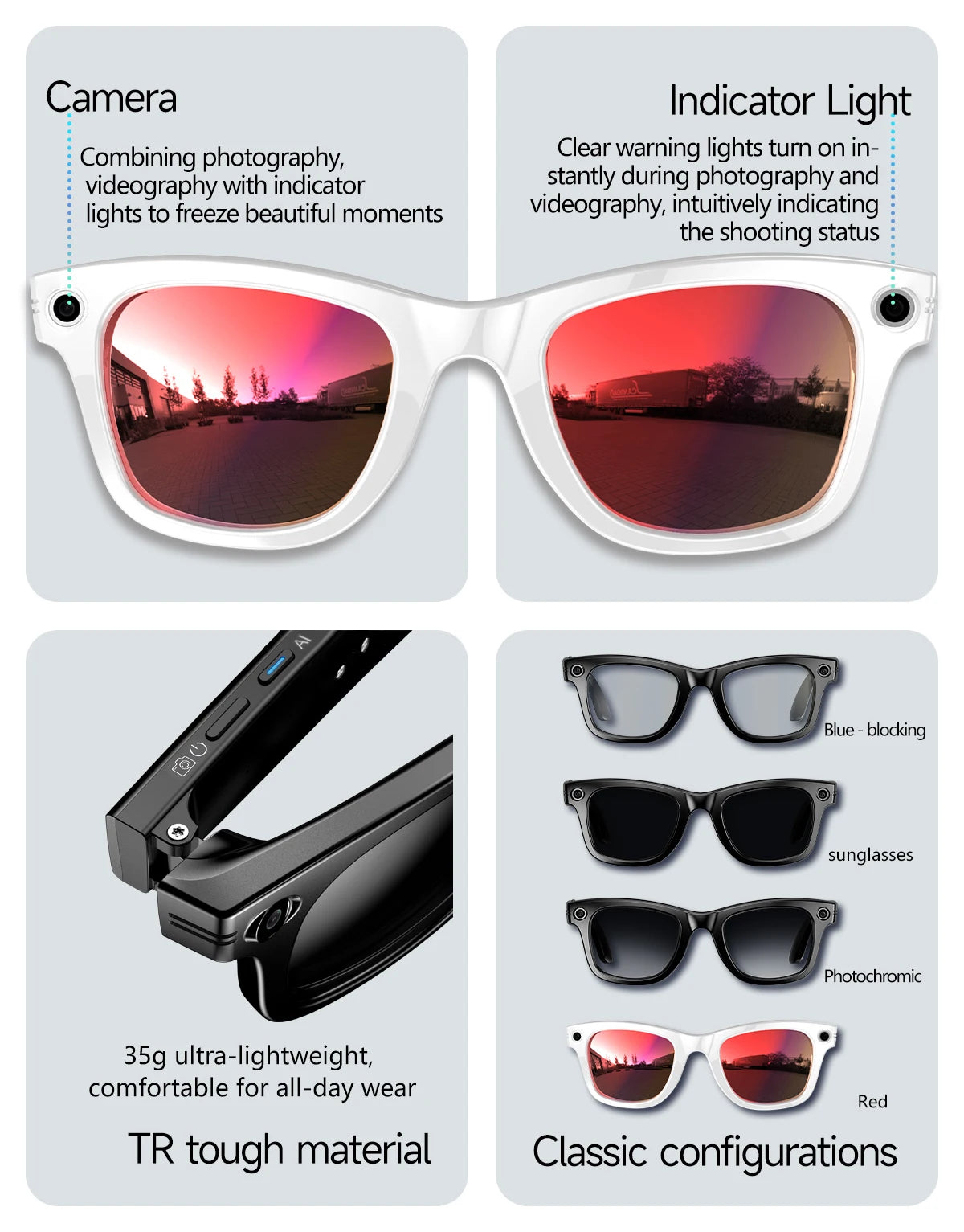 GAFAS INTELIGENTES CON GRABACIÓN DE FOTO Y VIDEO