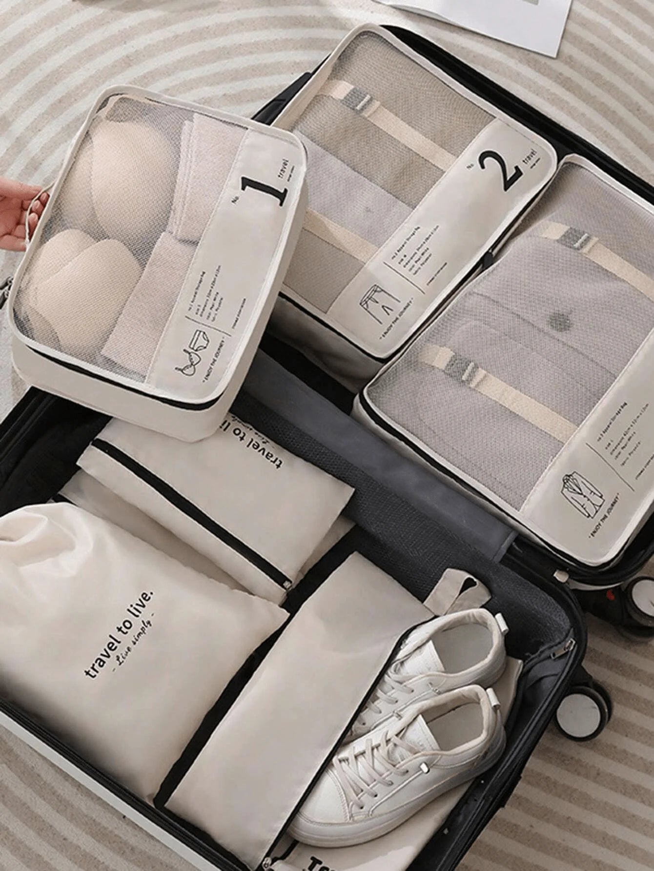 JUEGO DE BOLSAS DE ALMACENAMIENTO DE VIAJE, DE 3 A 7 PIEZAS