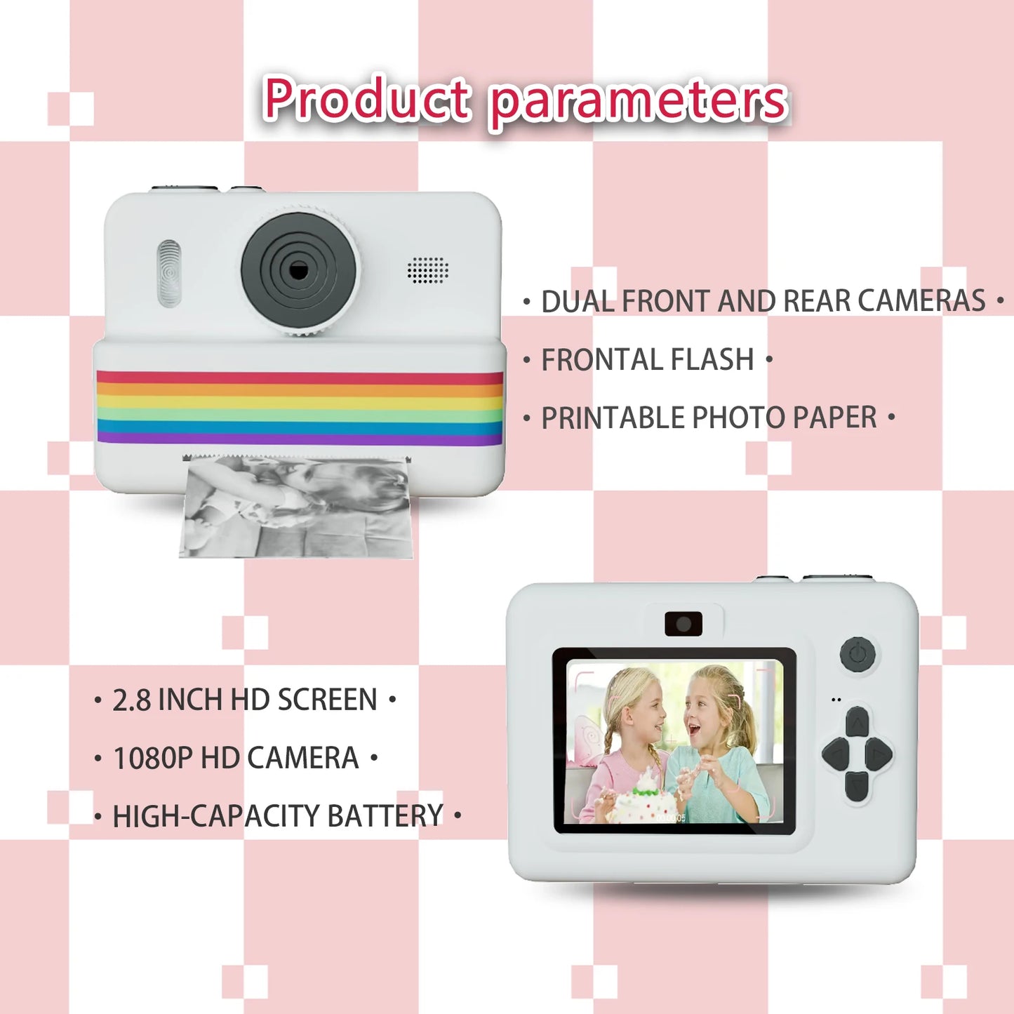 CÁMARA DIGITAL PARA NIÑOS, IMPRESIÓN INSTANTÁNEA, VIDEO HD