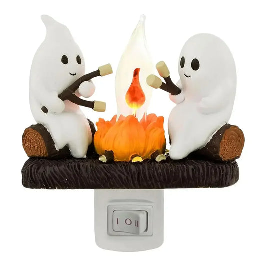 LAMPARA DECORATIVA DE FANTASMAS ASANDO MASMELOS PARA HALLOWEEN
