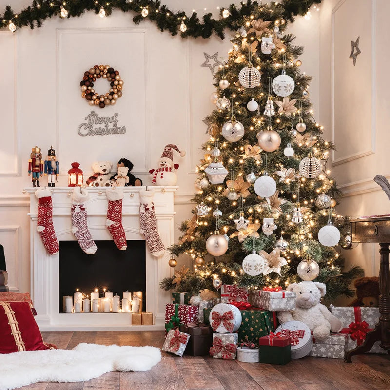 42 ADORNOS PARA ÁRBOL DE NAVIDAD COLOR DORADO