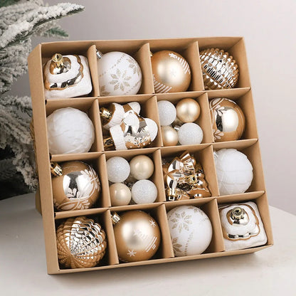 42 ADORNOS PARA ÁRBOL DE NAVIDAD COLOR DORADO