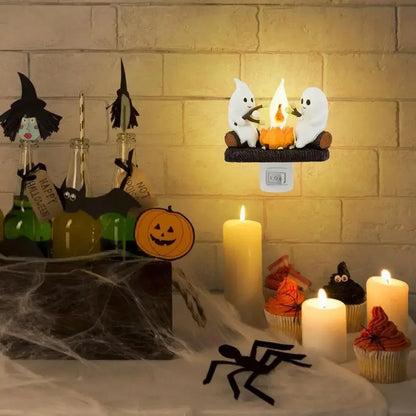 LAMPARA DECORATIVA DE FANTASMAS ASANDO MASMELOS PARA HALLOWEEN