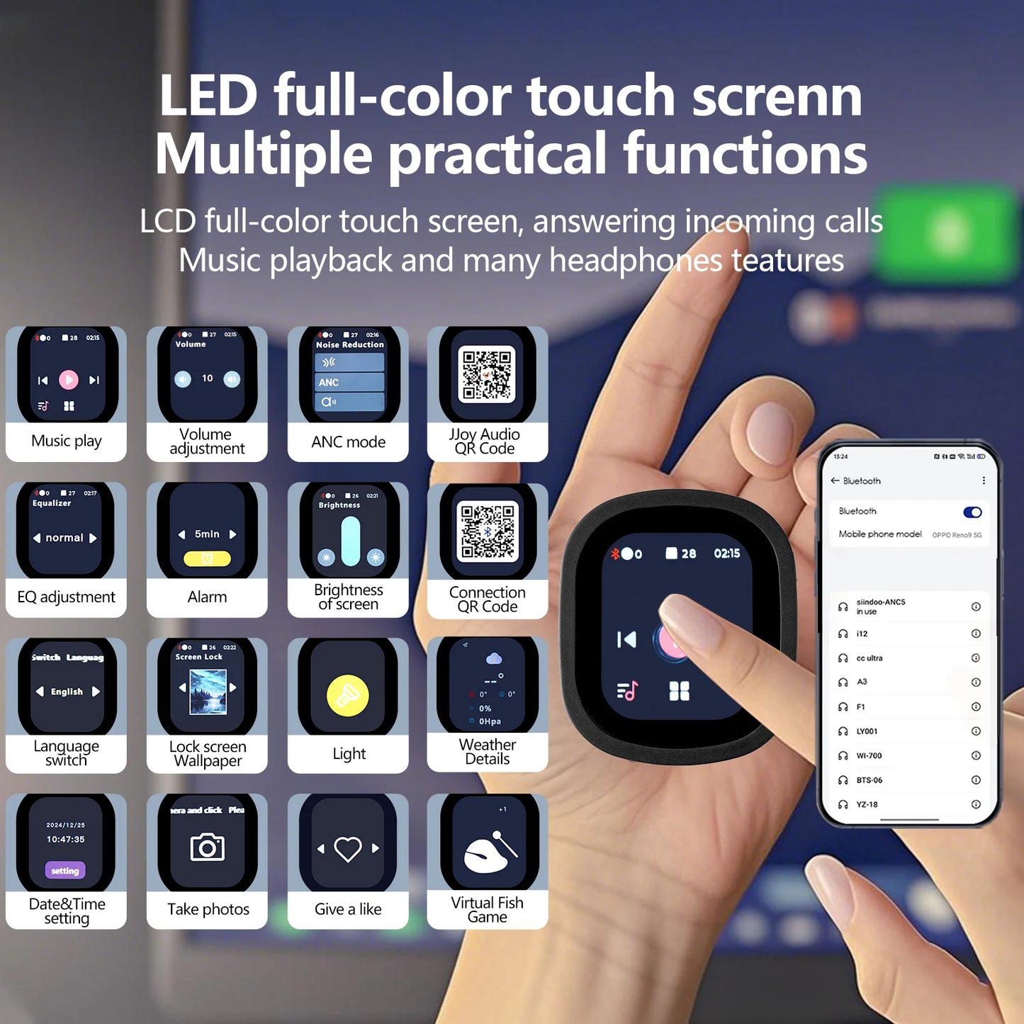 AUDÍFONOS INALÁMBRICOS CON CANCELACIÓN ACTIVA | CONTROL TÁCTIL Y PANTALLA LED