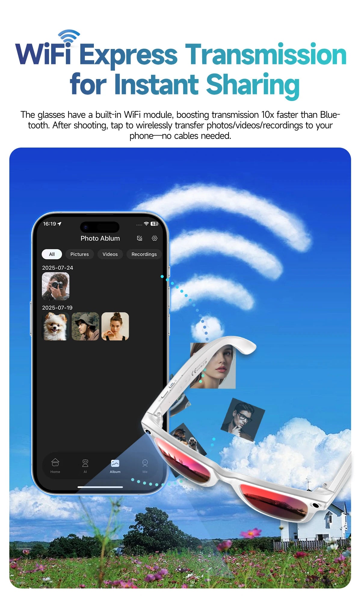 GAFAS INTELIGENTES CON GRABACIÓN DE FOTO Y VIDEO