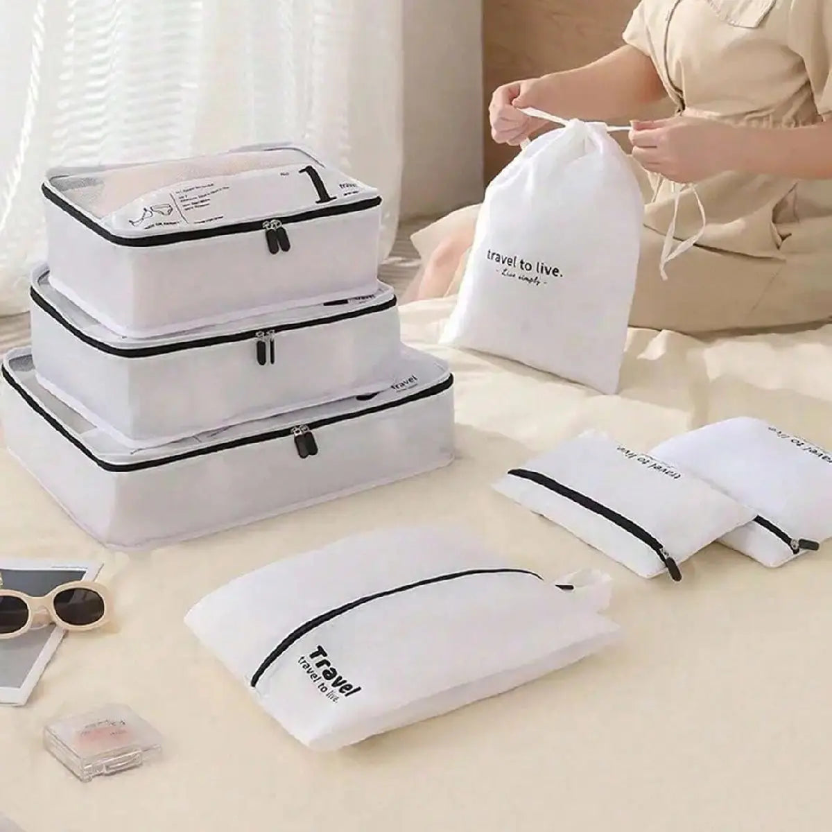 JUEGO DE BOLSAS DE ALMACENAMIENTO DE VIAJE, DE 3 A 7 PIEZAS