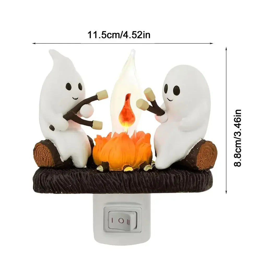 LAMPARA DECORATIVA DE FANTASMAS ASANDO MASMELOS PARA HALLOWEEN