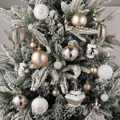 42 ADORNOS PARA ÁRBOL DE NAVIDAD COLOR DORADO
